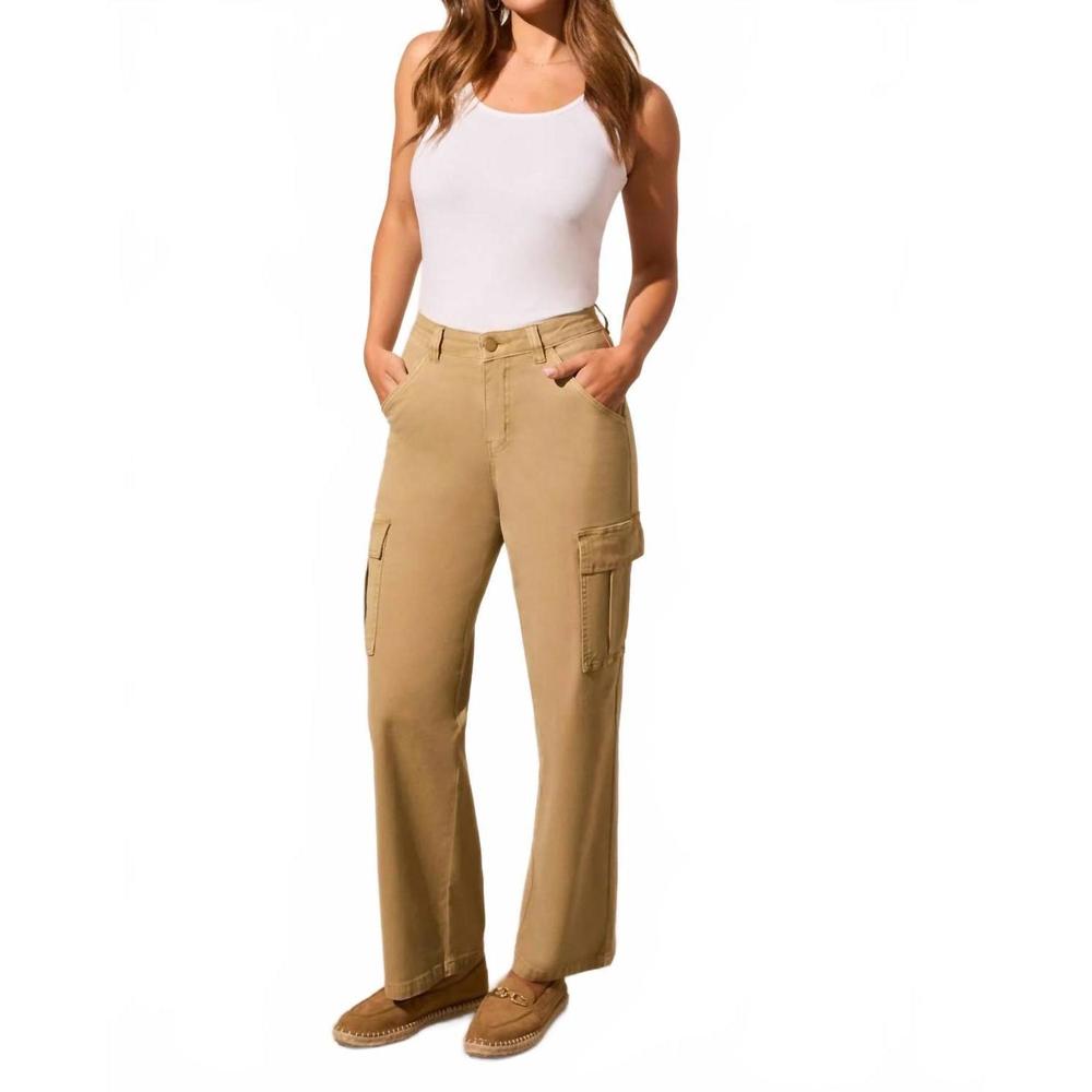 NEW TRIBAL brooke wide leg cargo jeans in nude olive